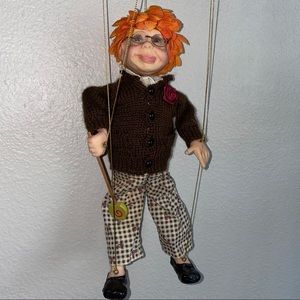 Handcrafted Whimsical Bespectacled Boy Marionette